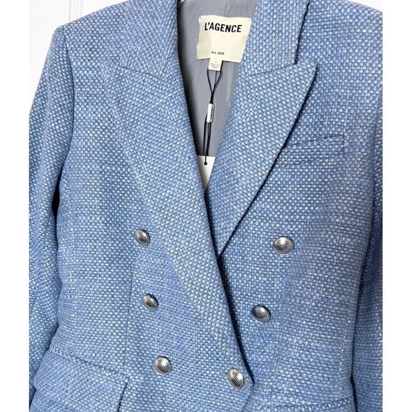 NWT L'AGENCE Kenzie Basket Weave Tweed Double Breasted Classic Academia Blazer 2 - Picture 8 of 11